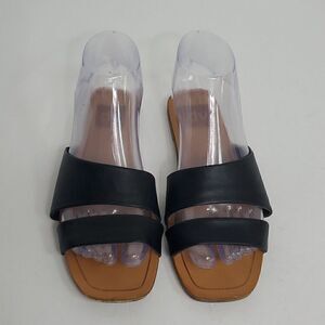 Dolce Vita Double Strap Aysmmetrical Faux Leather Slip-on Sandal Black Size 5.5